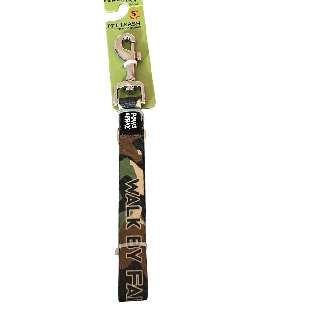 Kerusso Paws & Pray 5Ft Pet Leash Walk By Faith Camo w Loop Handle NWT #1